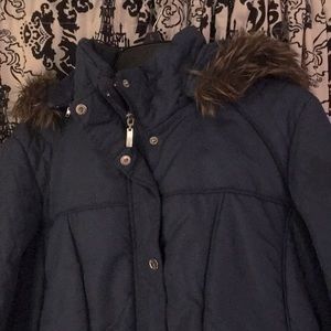 Navy Blue Coat with fur hood
